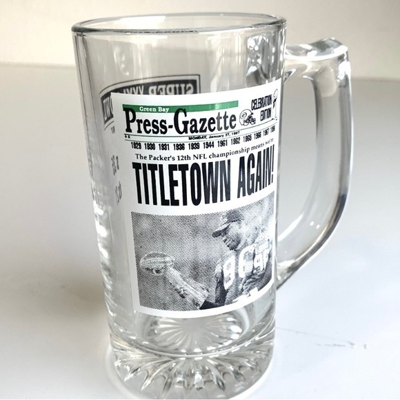 Green‎ Bay Packers victory glass mug. 1997 Official Super Bowl XXX1 Product. - Picture 1 of 10